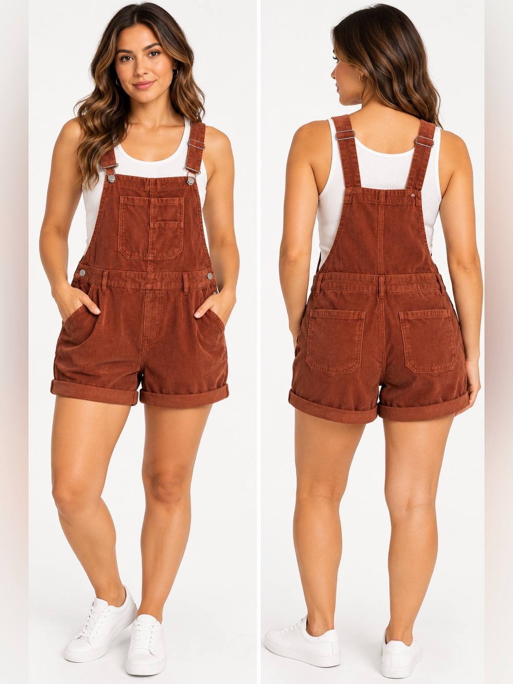 CIDER Overall Romper Brown rust Corduroy Romper Size Medium NWT